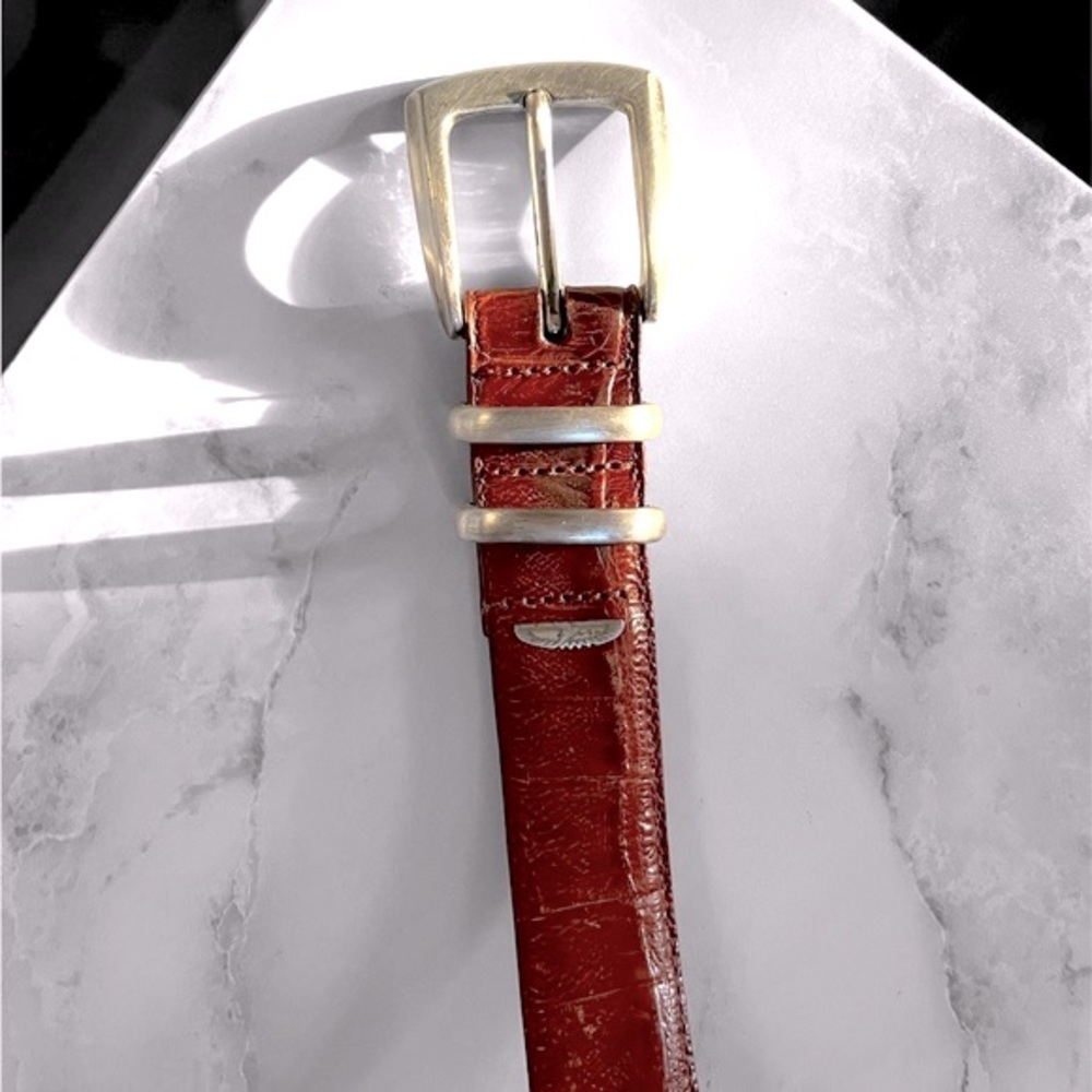 VINTAGE, 1998 Raymond Floyd Genuine Silver & Italian Calfskin Belt, 32/80.